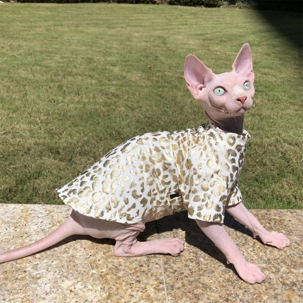 Sphynx Hairless Cat Shirt Golden Leopard Cat Kitipcoo